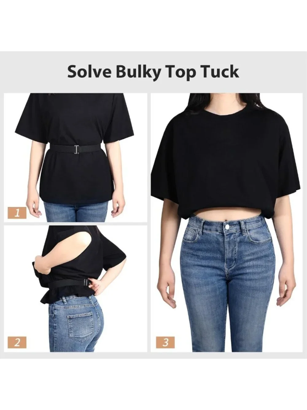 No Show Stretch Belt for Women - Elastic Web Strap with Flat Buckle for Jeans